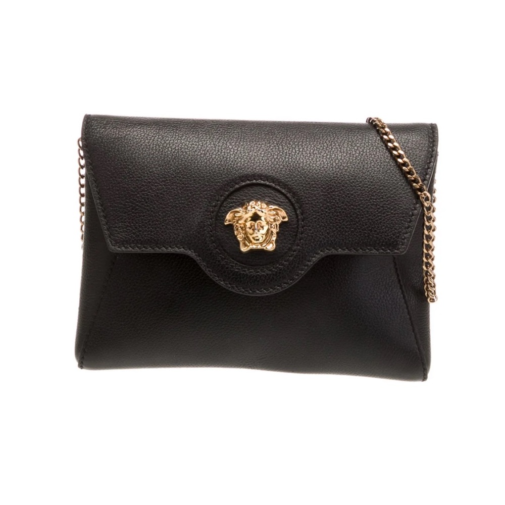 Versace Black and Gold Medusa Shoulder Bag